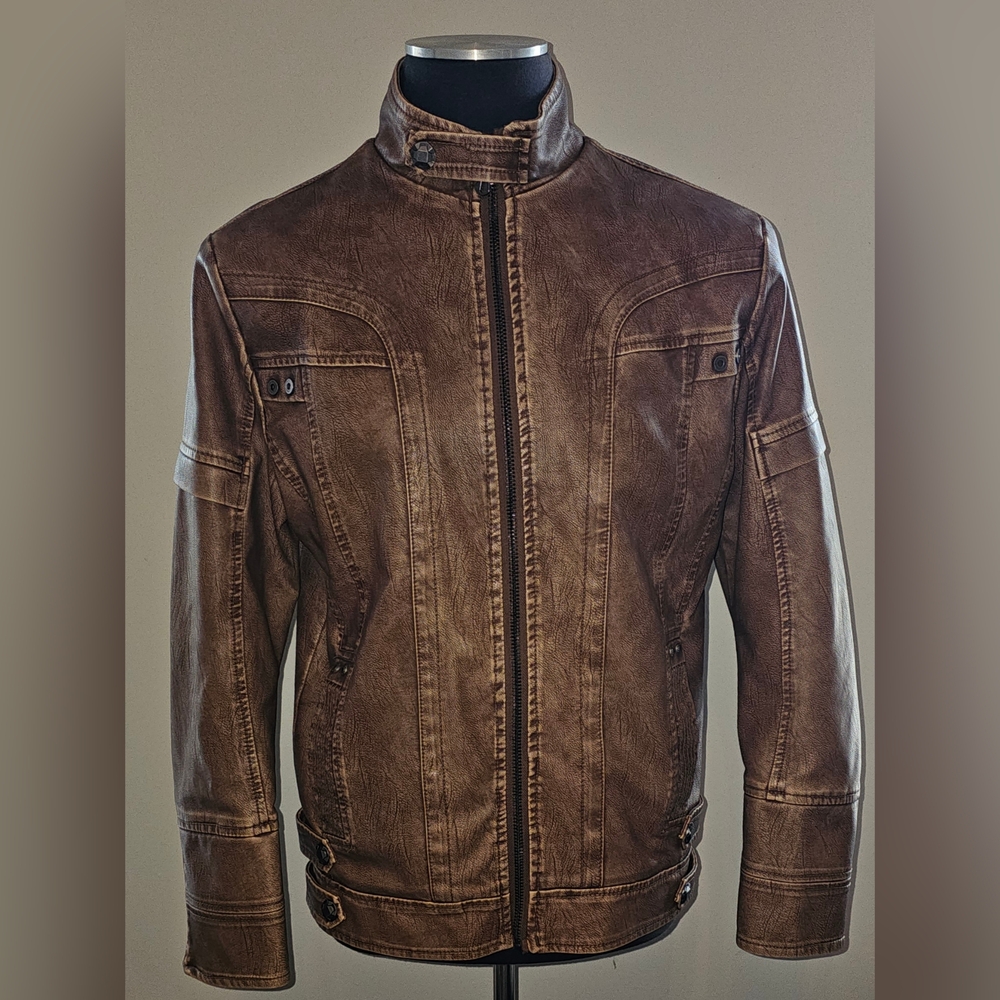 KH SCHDA ARROW KNHOR Brown Faux Leather Jacket